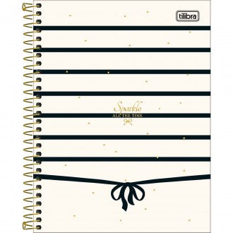 Caderno Universitário Espiral Capa Dura Elegance Listrado 10 Matérias 160 Folhas